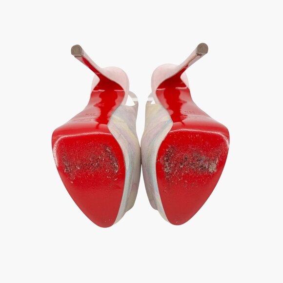 Christian Louboutin Platform Slingback Heels Pink Suede Size 36.5 US 6.5 Peep - Picture 14 of 15